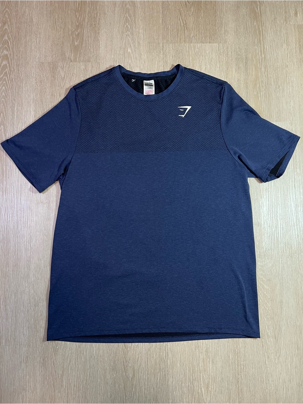 Gymshark Navy Short-Sleeve Mesh-Panel Training Workout Minimalist Tee